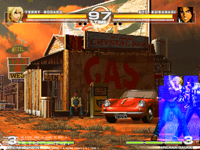 The same move under MUGEN's cornerpush system